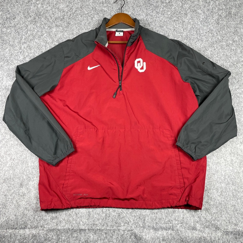 Oklahoma Sooners Jacket Mens Large Red Nike Windbreaker Storm-Fit Pullover OU